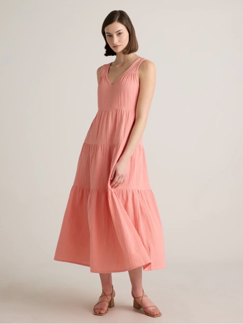 NWT Quince Organic Cotton Gauze Tiered Maxi Dress